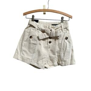 Blank NYC Cotton Twill Beige Shorts With‎ Belt Size 26"/ 2 NWT